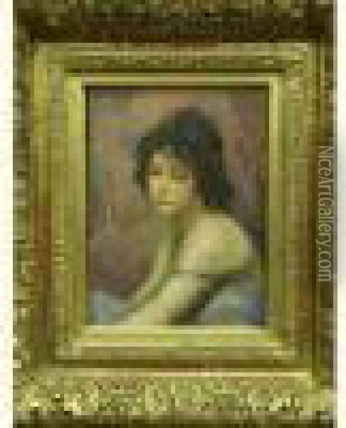 Portrait D'une Femme Pensive Oil Painting - Lucien Mignon