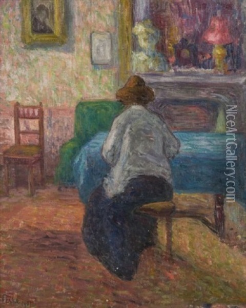 Femme Dans Un Interieur Oil Painting - Jean Peske
