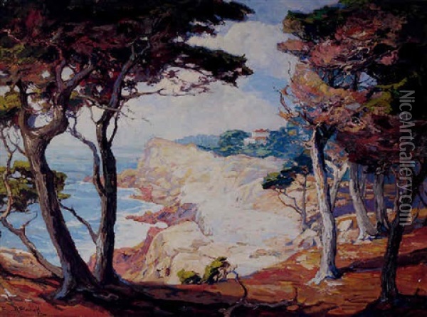 A Villa On The Monterey Coast Oil Painting - Franz Arthur Bischoff