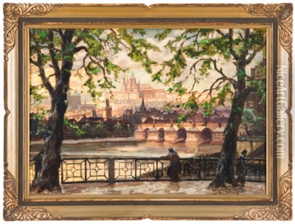Pohled Od Smetanova Nabrezi Oil Painting - Iaro Prochazka