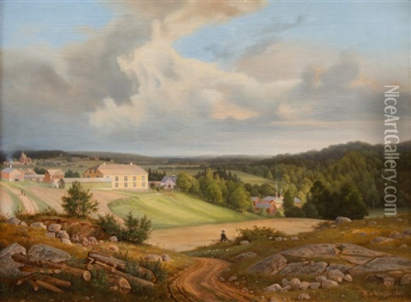 Hogfors Factory Oil Painting - Magnus Von Wright