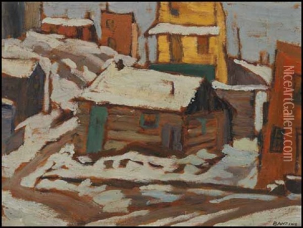 Village In Winter Oil Painting - Sir Frederick Grant Banting