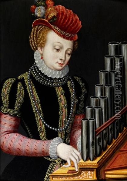 Adelige Dame An Einer Tischorgel Oil Painting - Ambrosius Benson