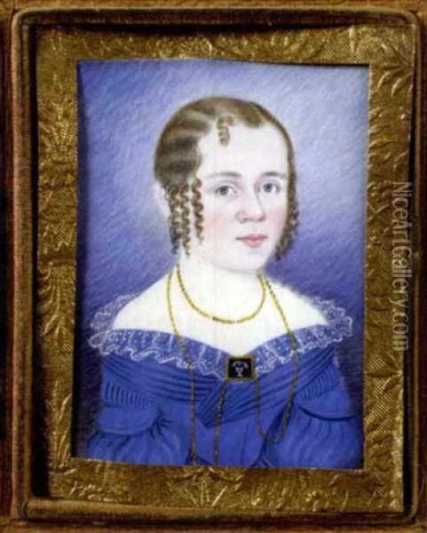 Half-length Portrait Of Hetta Jane Lowell In Blue Dress Oil Painting - William W. Kennedy