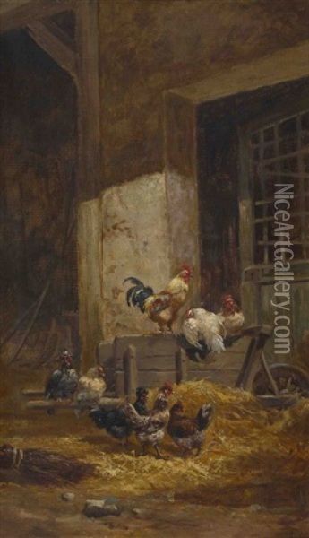 Im Huhnerstall Oil Painting - William Huggins