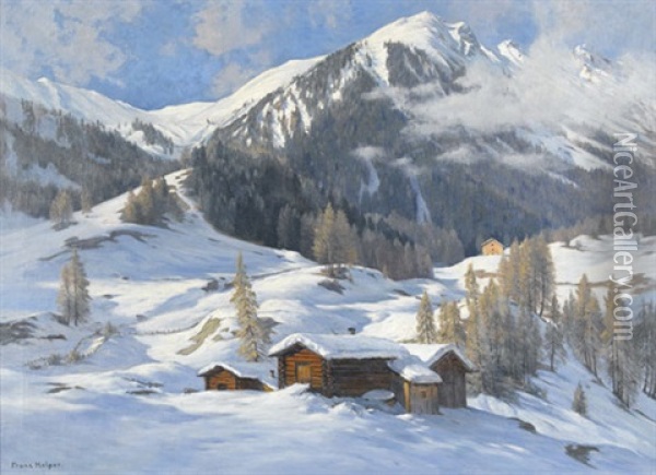 Sonnige Winterlandschaft Bei Davos Oil Painting - Franz Holper