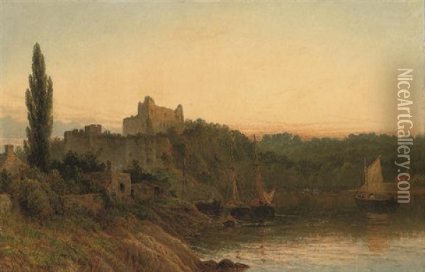 Chepstow Castle Oil Painting - Henry Dawson