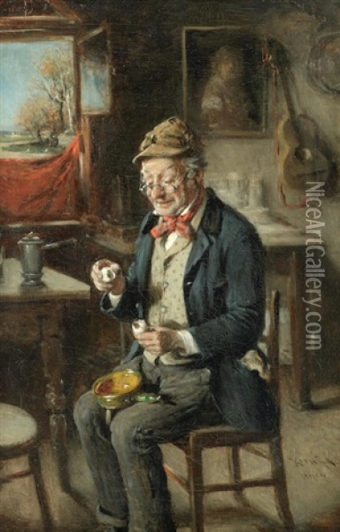 A Simple Lunch Oil Painting - Hermann Kern