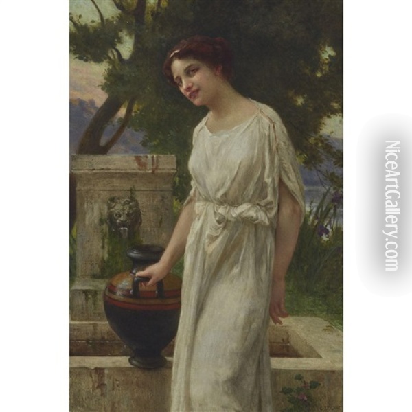 Neoclassic Beauty At The Well Oil Painting - Guillaume Seignac