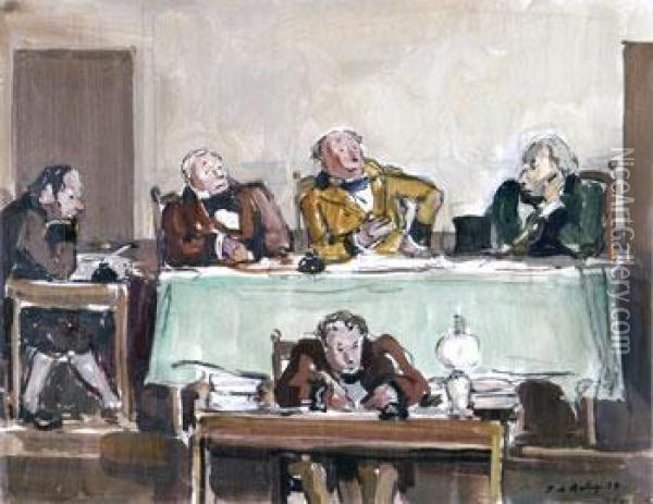 Le Tribunal Oil Painting - Pierre De Belay