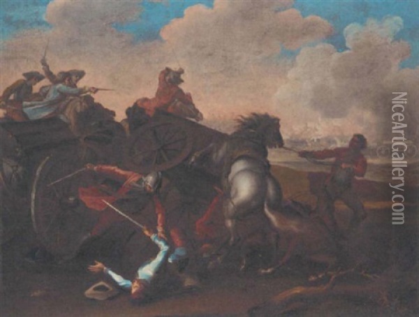 A Cavalry Attack Oil Painting - Antonio Maria Gherardini