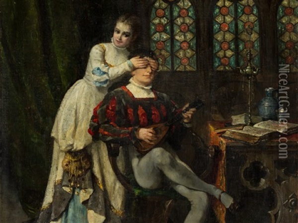 Surprise Oil Painting - Adolphe Alexandre Lesrel