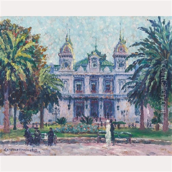 Le Casino De Monte Carlo (facade) Oil Painting - Caroline Helena Armington