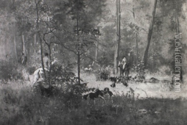 Fox Hunting Scene Oil Painting - George Inness Jr.