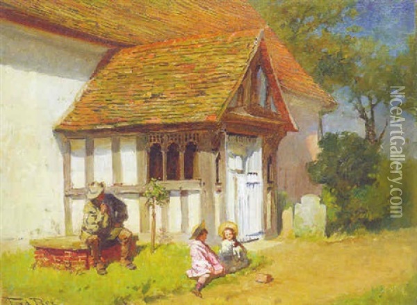 The Old Church Porch Oil Painting - Fred Roe
