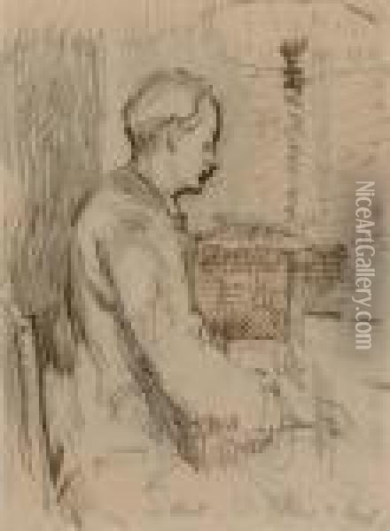 Rupert Lee Playing The Piano Oil Painting - Walter Richard Sickert