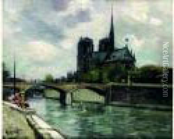 Notre-dame A Paris Oil Painting - Gustave Madelain