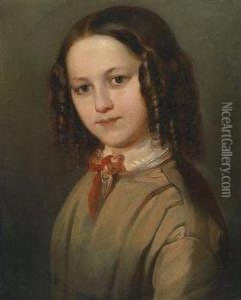 Portrait Of Melanie Deinhardstein Oil Painting - Anton Romako