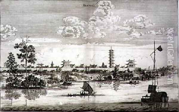 Kiangsi from an account of a Dutch Embassy to China 1665 Oil Painting - Jacob van Meurs