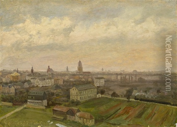 Blick Uber Sachsenhausen Auf Frankfurt Oil Painting - Friedrich Eugen Peipers