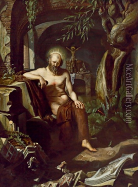 Der Heilige Hieronymus Oil Painting - Matthys Naiveu