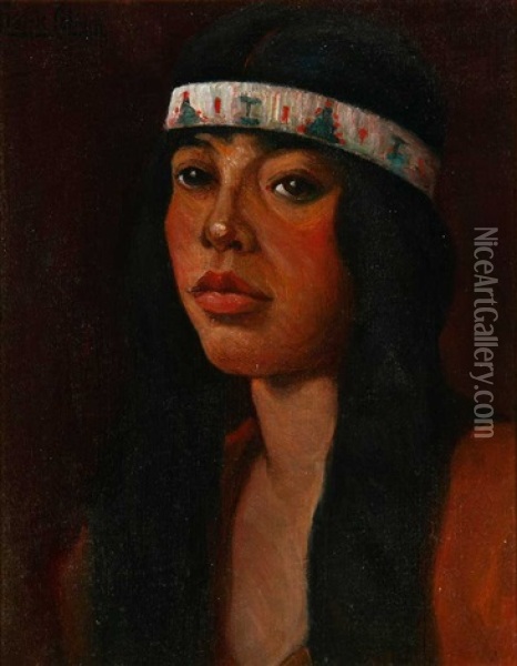 Portrait Of Waneta Eaglefeather Oil Painting - Frank Coburn