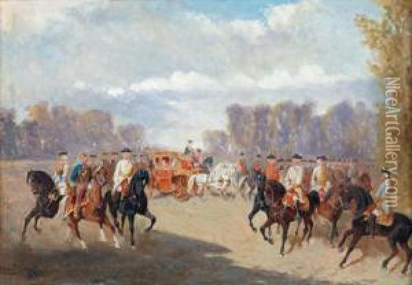 Passeggiata In Carrozza Di Corte Oil Painting - Alexander Franz Von Bensa