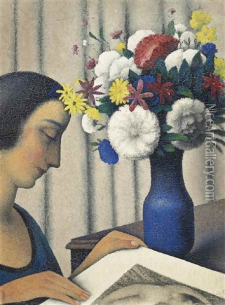 Figure Et Bouquet Oil Painting -  Tobeen