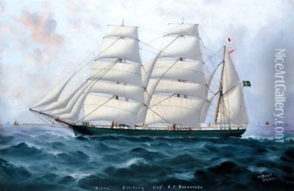 The Sailing Ship "diana" Oil Painting - T.G. Purvis