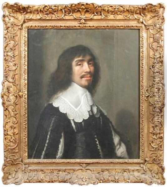 Portrait Of A Gentleman In Black With A Lawn And Lace Collar Oil Painting - Michiel Janszoon van Mierevelt