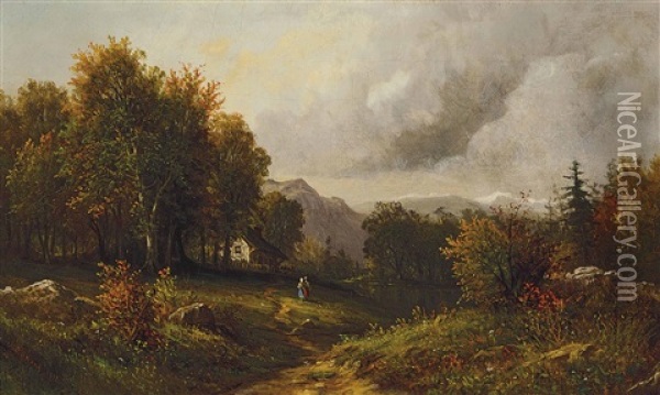 Landscape In The Poconos Oil Painting - James Brade Sword