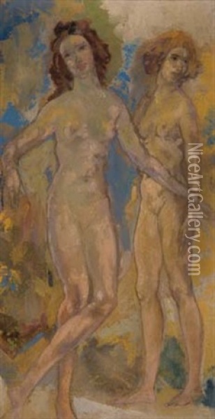 Two Nudes Oil Painting - Arthur B. Davies