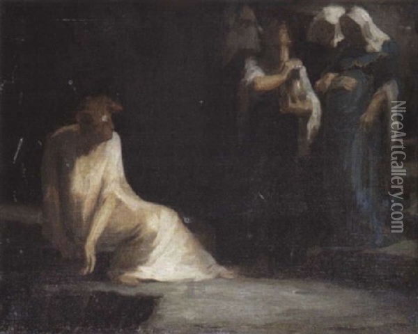L'ange Et Les Saintes Femmes Au Tombeau Oil Painting - Pascal Adolphe Jean Dagnan-Bouveret