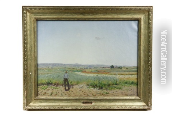 Champs D'angines Pres Fresnes (the Marne) Oil Painting - Jean Ferdinand Monchablon