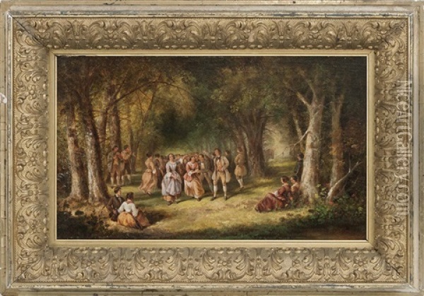 Dance In The Forest Oil Painting - Edmund Aylburton Willis