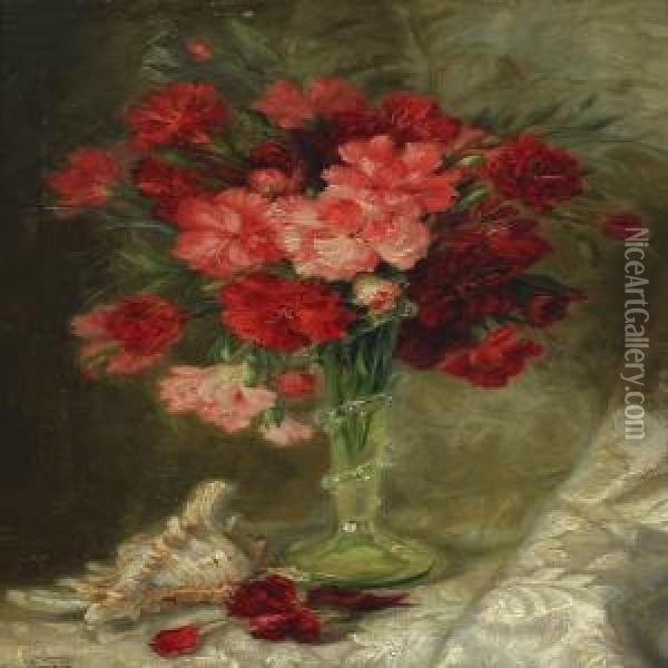 Vase With Carnations Oil Painting - Louise Wagner