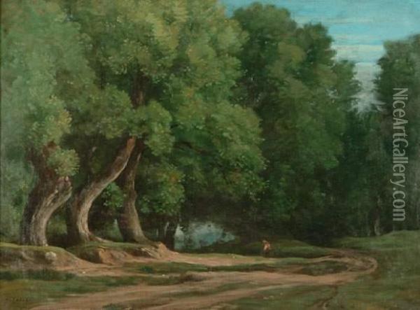  Chemin En Lisiere De Foret  Oil Painting - Nicolas Louis Cabat