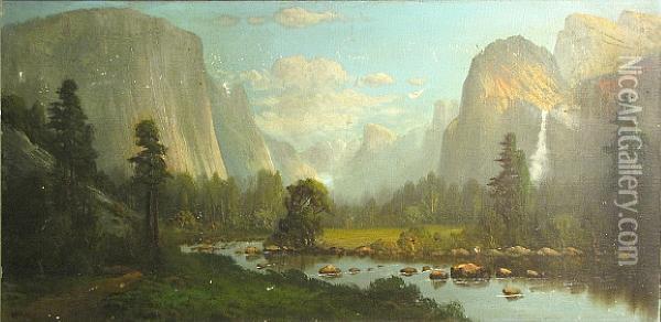 Bridalveil Valley From Merced Lake Oil Painting - John Joseph Englehardt