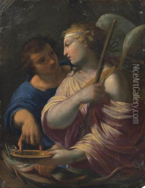 Tobias And The Angel Oil Painting - Aubin Vouet