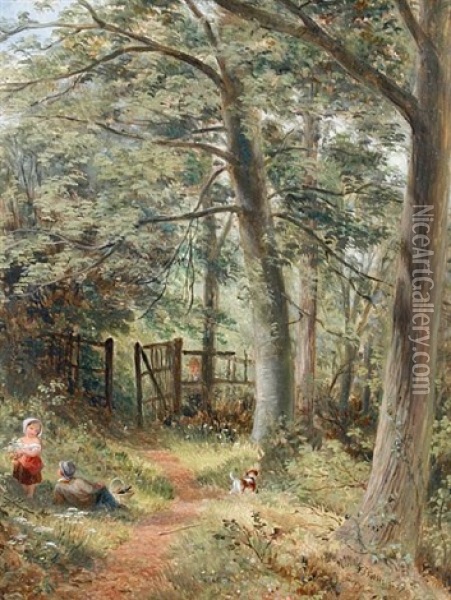 A Summer's Picnic In The Woods Oil Painting - Edmond Thomas Parris