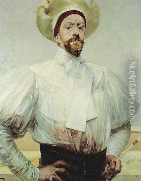 Self-Portrait in White Attire Oil Painting - Jacek Malczewski