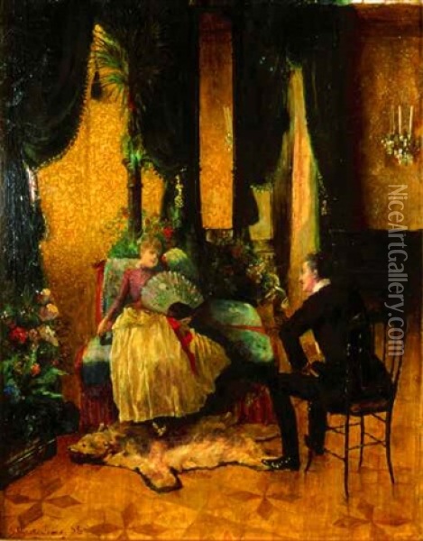 Scena W Salonie Oil Painting - Shmuel Hirszenberg