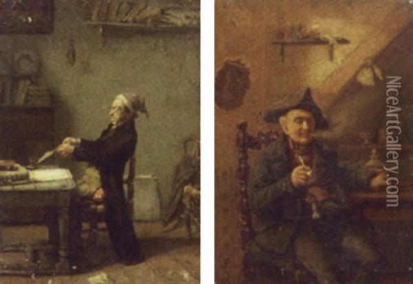 Mand Siddende Ved Et Bord Oil Painting - Otto Wilhelm Eduard Erdmann