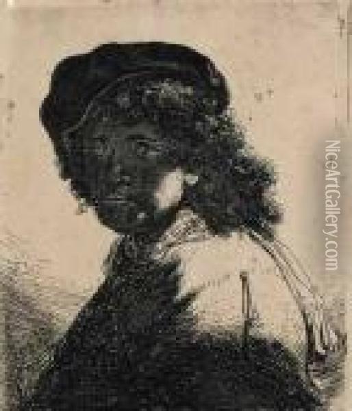 Self Portrait In Cap Oil Painting - Rembrandt Van Rijn