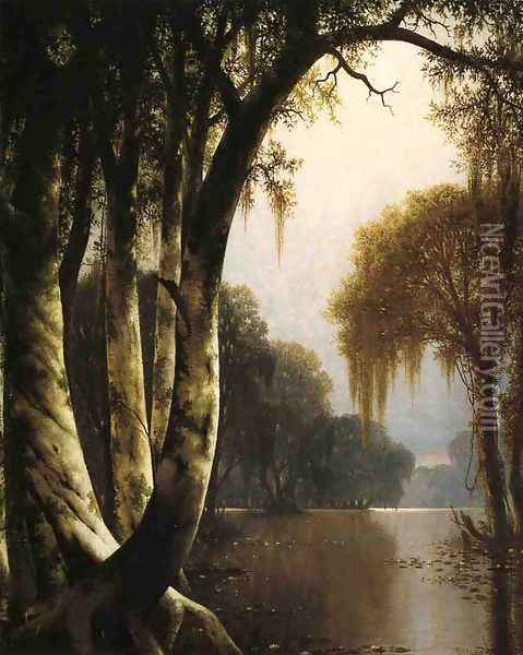 Bayou Landscape Oil Painting - Joseph Rusling Meeker