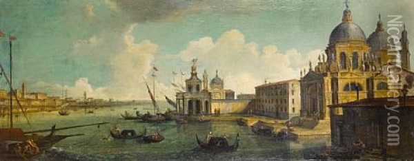 A Capriccio Of The Entrance To The Grand Canal, Venice, With The Punta Della Dogana And The Church Of Santa Maria Della Salute Oil Painting - Gaetano Verturali