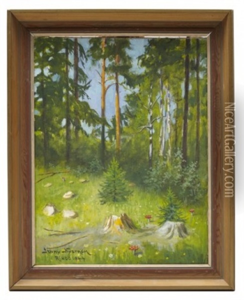 Svampskog I Sommarsol Oil Painting - Jenny Nystroem