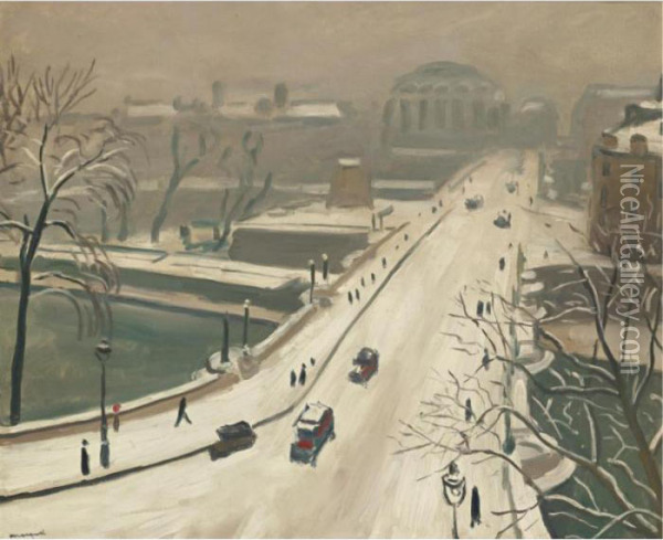 Le Pont Neuf Sous La Neige Oil Painting - Albert Marquet