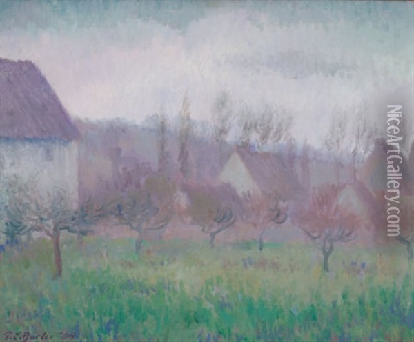 Farm Orchard In Winter, Giverny Oil Painting - Theodore Earl Butler