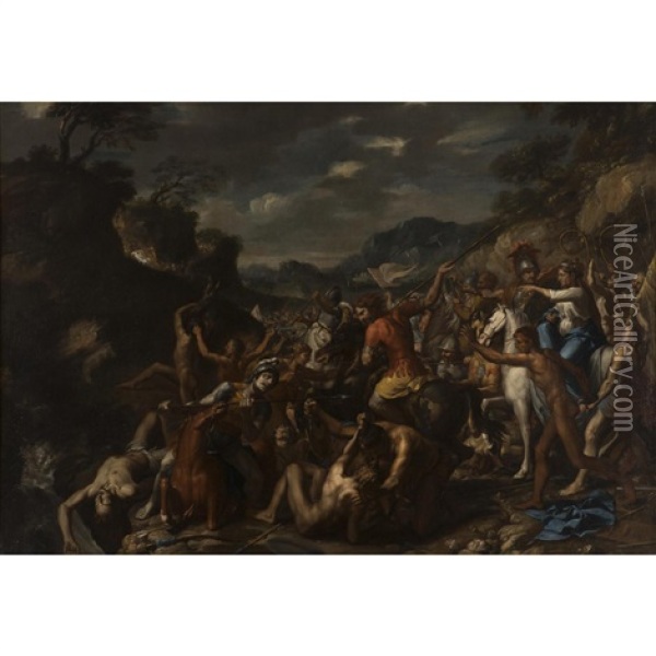 La Bataille De Tomyris Contre Cyrus Oil Painting - Domenicus van (Ascanius) Wynen